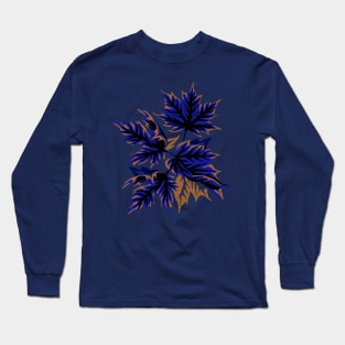 Leaves - Dark blue/beige Long Sleeve T-Shirt